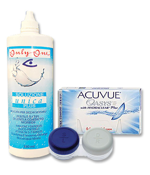 Komplekt Acuvue Oasys 3+3 läätse ja Unica Plus 360ml + konteiner 